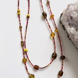 Artisan Double Strand Glass Beaded Necklace – Layering Necklace – 15” & 16.5”